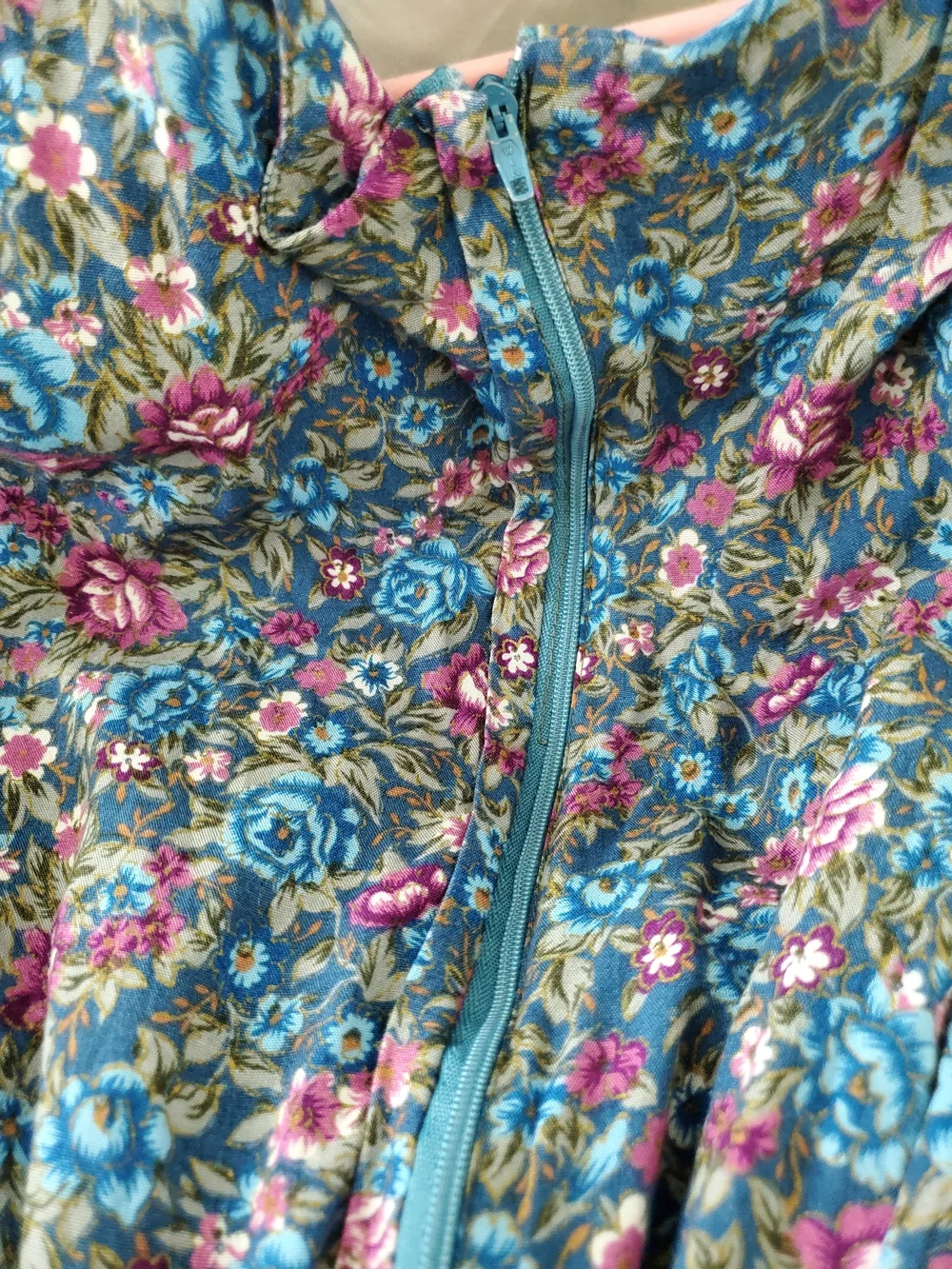 Floral Maxi Dress with Blue Lining